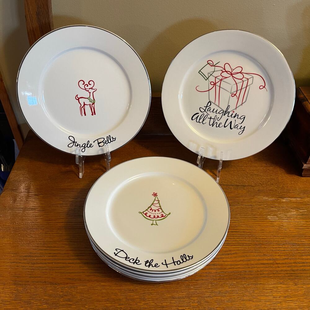 St Nicholas Square 'Tis the Season Set of 6 Christmas / Holdiay Salad Plates